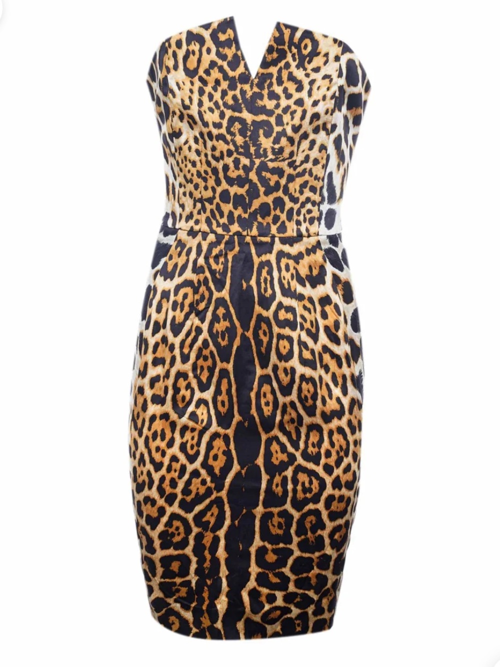 Yves Saint Laurent Vintage Leopard Print Strapless Dress Size 38 - Picture 2 of 16